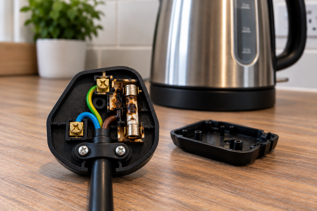 Image of a charred appliance plug